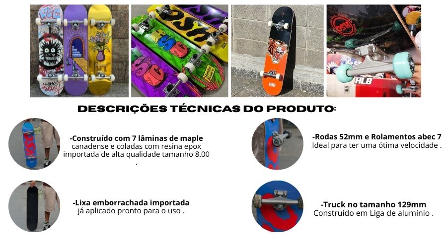 Especificações Técnicas Skate Montado Hondar 